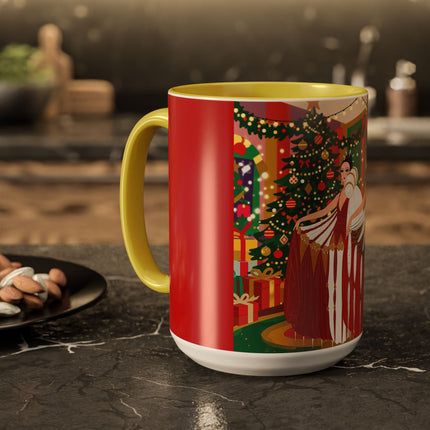 🎄💃 The Christmas Mirror Duet Colorful Mug – Art Deco Holiday Elegance