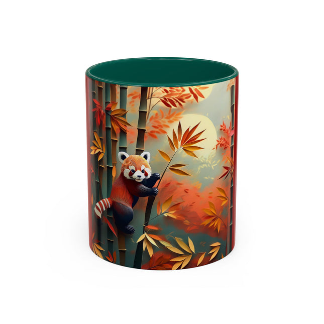 Red Panda at an Autumn Bamboo Grove Colorful Mugs (11oz, 15oz)