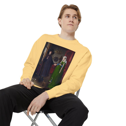 Arnolfini Portrait by Jan Van Eyck Unisex Garment-Dyed Sweatshirt