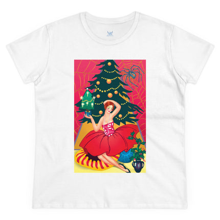 Art Deco Christmas Enchantment Women's Midweight Cotton Tee
