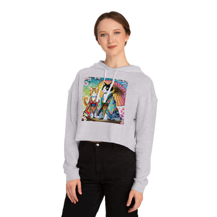 Kimono Kitties Cropped Hooded Sweatshirt