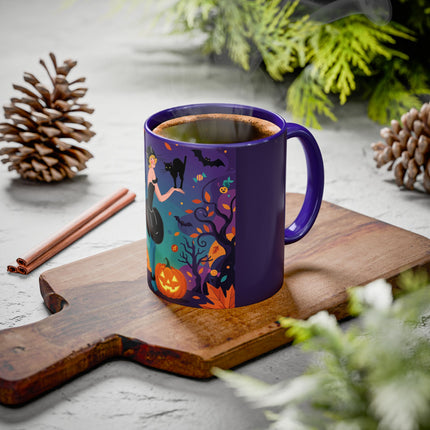🐈‍⬛🎃 The Midnight Black Cat Masquerade Colorful Mug – Whimsical Halloween Elegance