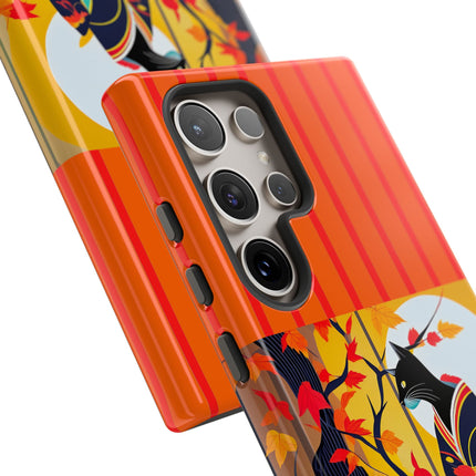 Black Cat in Kimono Phone Cases