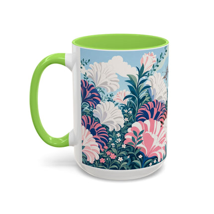 🌸🦋 The Enchanted Pink Blossom Retreat Colorful Mug – Art Deco Floral Whimsy