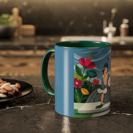 The Lady Of The Secret Garden Colorful Mugs – Art Deco Botanical Elegance