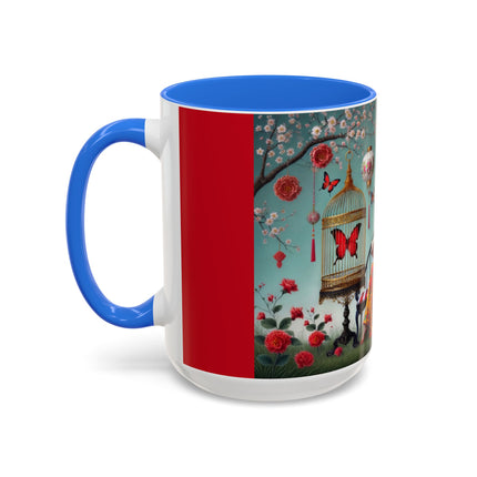 Reading in a Painted Garden Colorful Mugs (11oz, 15oz)
