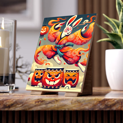 Jack-O’-Lantern Drums & The Kabuki Rabbit Ceramic Tile
