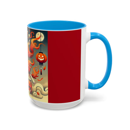 Jack-O’-Lantern Drums & The Kabuki Rabbit Colorful Mugs (11oz, 15oz)