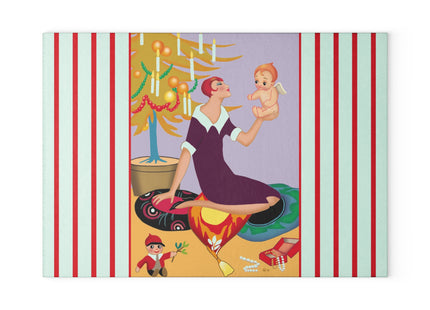 Art Deco Christmas Glass Cutting Board