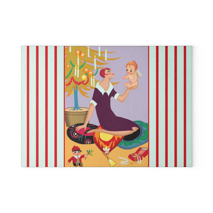 Art Deco Christmas Glass Cutting Board