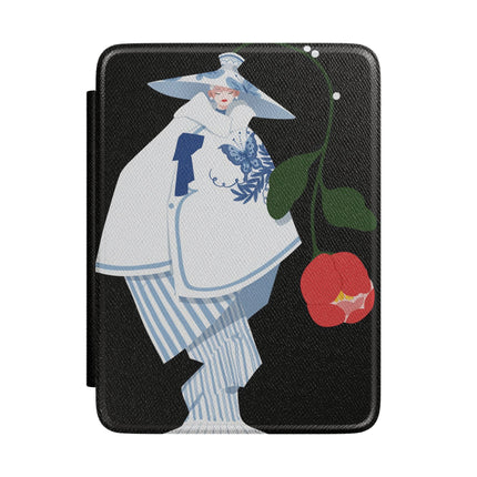 Blue & White Porcelain Geisha Kindle Case – Quiet Elegance & Timeless Grace