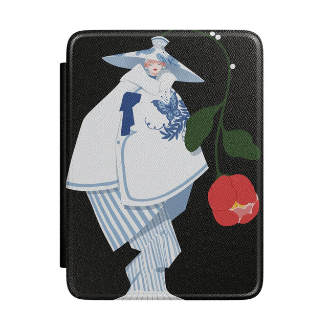 Blue & White Porcelain Geisha Kindle Case – Quiet Elegance & Timeless Grace