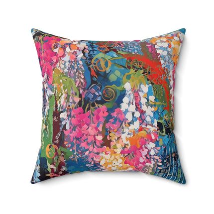 Golden Wisteria Elegance Spun Polyester Square Pillow