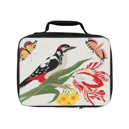 Woodpecker & Tulip Lunch Bag – Vibrant Spring & Bold Beauty