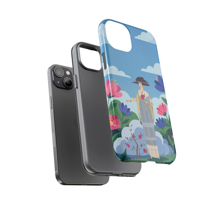 🌸🎩 The Lady Of The Grand Flower Garden Phone Case – Art Deco Fashion Illustration