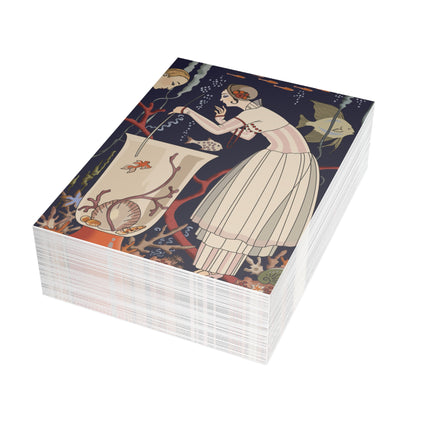 L'Etourdissant Petit Poisson (The Dazzling Little Fish) by George Barbier Greeting Cards (1, 10, 30, and 50pcs)