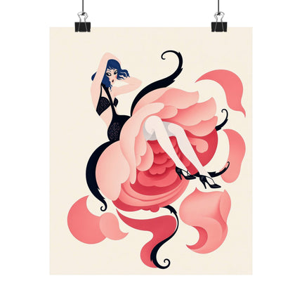 🌹🖤 The Lady Of The Midnight Rose Matte Vertical Poster – Art Deco Floral Fashion