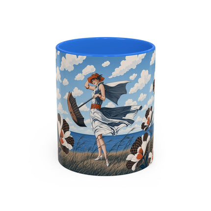 🌊🌼 The Windswept Seaside Promenade Colorful Mug – Art Deco Coastal Elegance
