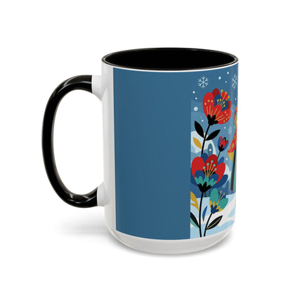 ❤️❄️ The Winter Heart Messenger Colorful Mug – Art Deco Snow Garden Fantasy