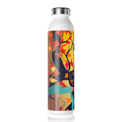 Black Cat in Kimono Slim Water Bottle