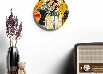 Golden Embrace Acrylic Wall Clock