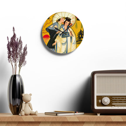 Golden Embrace Acrylic Wall Clock