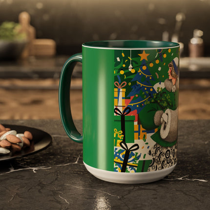 🍀🎄 The Emerald Holly Christmas Colorful Mug – Art Deco Holiday Elegance