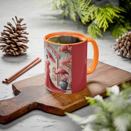 Petals, Porcelain, and Flamingos Colorful Mugs (11oz, 15oz)