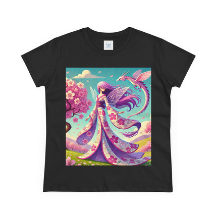 Petals in the Wind: The Kimono Fairy and the Sky Dragon Cotton Tee