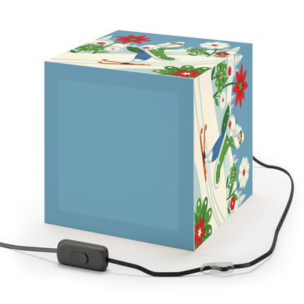 🎿❄️ The Winter Garden Skier Light Cube Lamp – Whimsical Holiday Fantasy