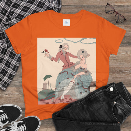 🌹🎀 The Rose Garden Courtship Cotton Tee – Art Deco Romantic Fashion