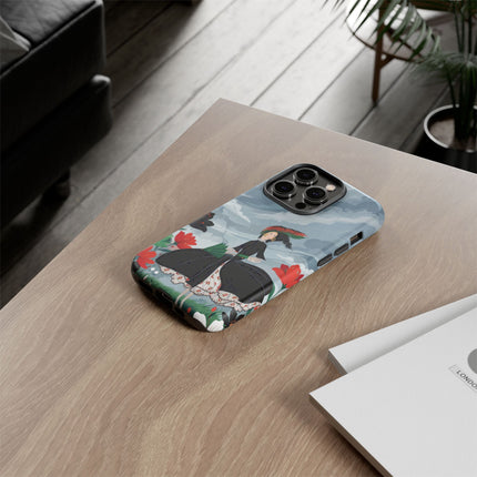 🌧️🌺 The Stormy Flower Walk Phone Case – Art Deco Floral Fashion