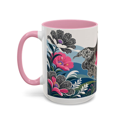 🌸🎀 The Pink Lace Garden Promenade Colorful Mug – Art Deco Fashion Elegance