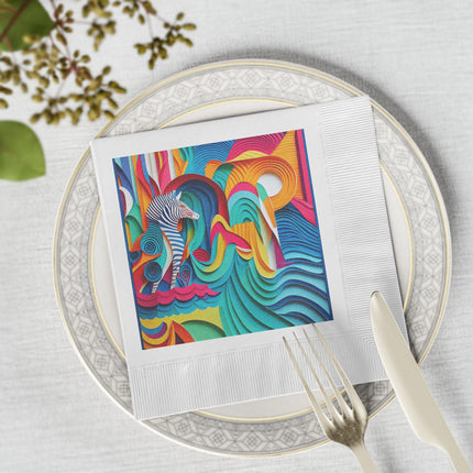 Surfing Zebra White Coined Napkins