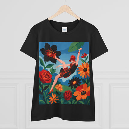 🌺✨ The Lady In The Fabulous Flowers Cotton Tee – Art Deco Floral Fantasy