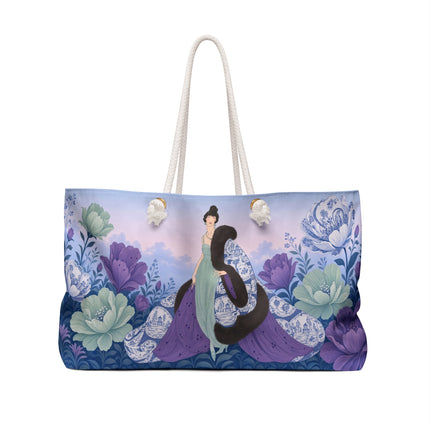 🌸💜 The Enchanted Porcelain Garden Promenade Weekender Bag – Art Deco Floral Eleganc