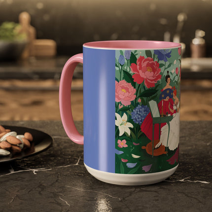 The Ladies Of The Blossoming Vanity Colorful Mugs – Art Deco Floral Elegance