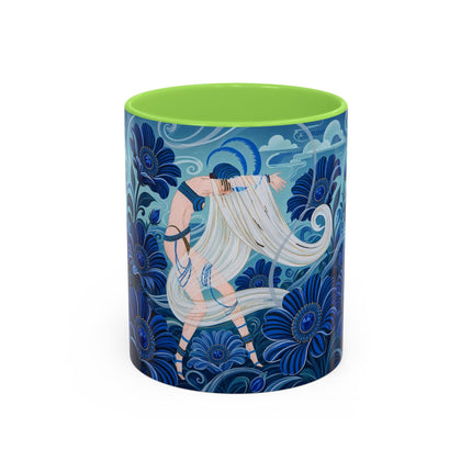 💙🌸 The Sapphire Wind Dancer Colorful Mug – Art Deco Floral Fantasy