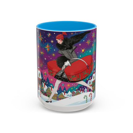 🎁✨ The Lady Of The Christmas Hatbox Colorful Mug – Art Deco Holiday Fantasy