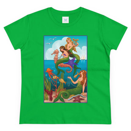 Three Mermaids with Strings of Pearls by Carlo Chiostri Women's Midweight Cotton Tee