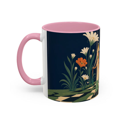 🌼🧡 The Midnight Floral Masquerade Colorful Mug – Art Deco Fashion Fantasy