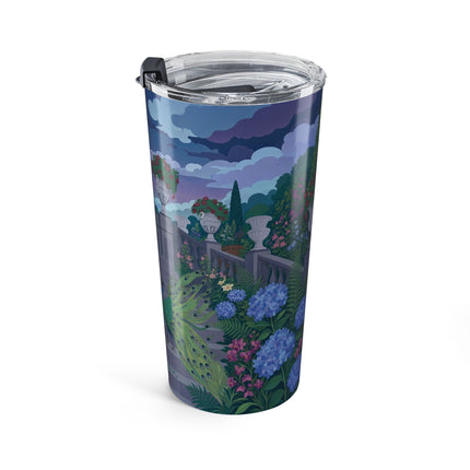 🦚🌸 The Peacock Garden Terrace Tumbler, 20oz – Art Deco Floral Elegance