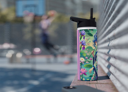 Fairy of the Koi Pond Stainless Steel Water Bottle, Standard Lid