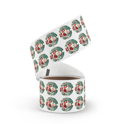 Santa's Joyful Night Round Sticker Label Rolls