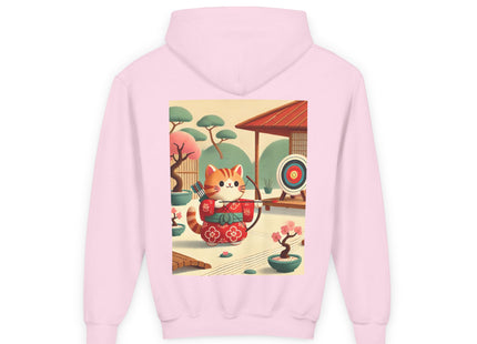 Archer Kitten in the Zen Garden Youth Heavy Blend Hooded Sweatshirt