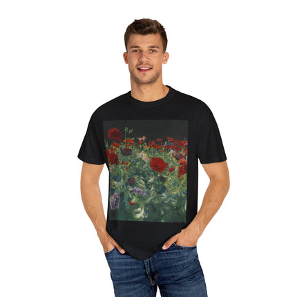 Poppies (A Study of Poppies for Carnation, Lily, Lily, Rose) by John Singer Sargent Unisex Garment-Dyed T-shirt