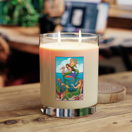 Three Mermaids and Strings of Pearls Scented Candle – Full Glass, 11oz