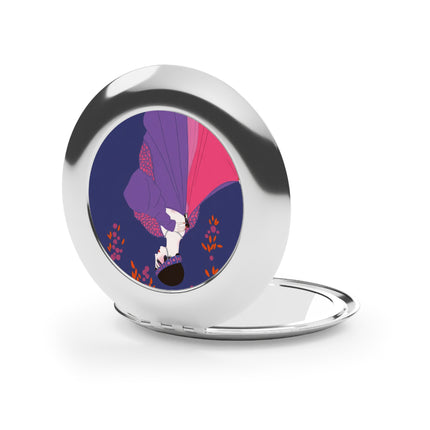 Crimson Shawl Geisha Compact Mirror – Elegant Mystery & Vibrant Grace