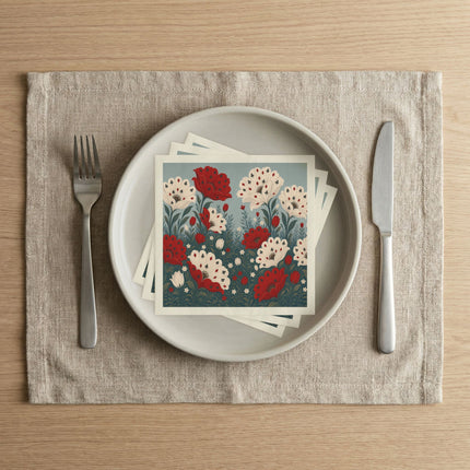 🃏🌺 The Enchanted Playing Card Flower Garden Napkins – Whimsical Botanical Fantasy
