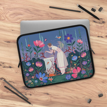 🐠🌸 The Lady of the Underwater Garden Laptop Sleeve – Art Deco Aquatic Fantasy